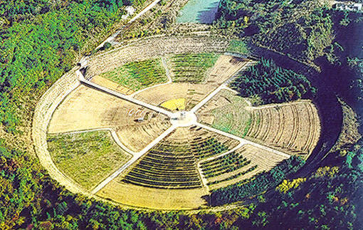 campo in cui si irradiano dal centro le piantine per generare mutanti utili all'agricoltura industriale
